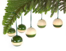 Load image into Gallery viewer, Wooden Christmas Decor : BAUBLES ( Green ) - Set of Six