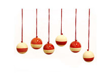 Load image into Gallery viewer, Wooden Christmas Decor : BAUBLES Red - Set of Six