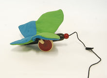 Load image into Gallery viewer, Thithli (Green & Blue) | Butterfly pull toy | Wooden pull toy | Wooden butterfly
