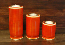 Load image into Gallery viewer, TRINITY ( Red ) Set of 3 Candle Holder  | Wooden candle stand | Handmade wooden candle holders