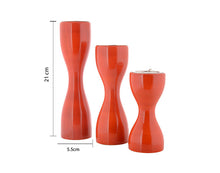 Load image into Gallery viewer, Triune ( Orange ) Set of 3 Candle Holder | Wooden candle stand | Handmade wooden candle holders