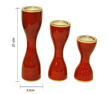 Load image into Gallery viewer, Triune ( Red ) Set of 3 Candle Holder  | Wooden candle stand | Handmade wooden candle holders
