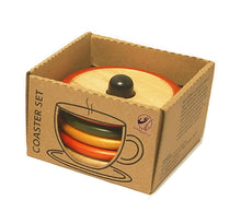 Load image into Gallery viewer, Round coasters with stand - CAPO | Wooden tea coaster | Wooden coasters