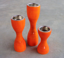 Load image into Gallery viewer, Triune ( Orange ) Set of 3 Candle Holder | Wooden candle stand | Handmade wooden candle holders