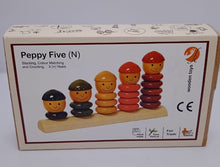 Load image into Gallery viewer, Peppy Five | Educational Toy | Wooden stacker toy | Wooden stacking rings
