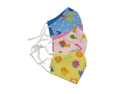 KARUNA Children's Mask-Printed : Reversible Cotton Mask – 3 Layer Construction |  Pack of 3no.s  to 12no.s - Fairkraft creations