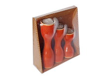 Load image into Gallery viewer, Triune ( Orange ) Set of 3 Candle Holder | Wooden candle stand | Handmade wooden candle holders
