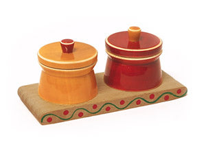 Aum - Haldi Kumkum Barni | Wooden Container Set