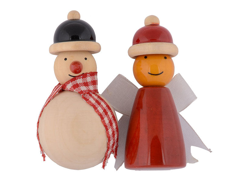 Snowman & fairy Fridge magnets | Wooden fridge magnets