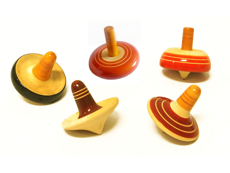 Assorted Finger Tops (5 no.s) | Wooden spinning tops | Wooden top spinner
