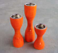 Load image into Gallery viewer, Triune ( Orange ) Set of 3 Candle Holder | Wooden candle stand | Handmade wooden candle holders
